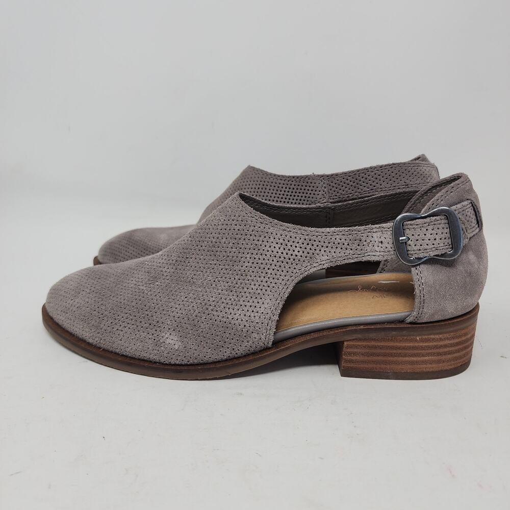 Crown Vintage Charmed Gray Perforated Suede Cut Out Slip On Loafer Booties 7.5